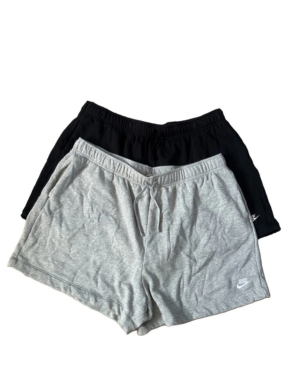 Nike Women's Two-Pack Athletic Shorts - Black & Light Gray Embroidered Logo